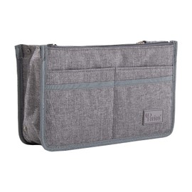 Periea 'Signature' Luxury Handbag Organiser Insert - 3 Sizes - (Grey Linen, Medium)