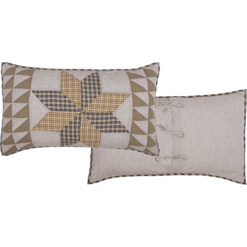 VHC Brands Dakota Star Farmhouse Blue Cotton Bedding Patchwork King