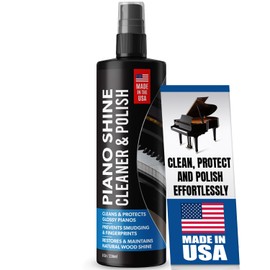 Samorillo Piano Shine Polish & Cleaner - Clean, Polish, Wax & Protect Glossy Pianos & Surfaces - Made in USA - 8 oz Cleaning Solution with Added UV Protectant & Anti-Static - Prevents Dust & Smudges