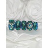 Aquamarine handmade nail tips - Short ballerina / 아쿠아마린 수제네일팁