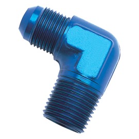 Edelbrock/Russell 660810 Blue Anodized Aluminum -4AN 90-Degree Flare to 1/4" Pipe Adapter Fitting