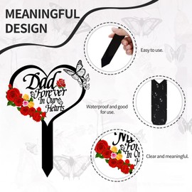 Memorial Grave Markers, Dad Grave Markers for Cemetery, Acrylic Gravesite Decorations Cemetery, Memorial Plaques for Outdoors, Outdoor Decor