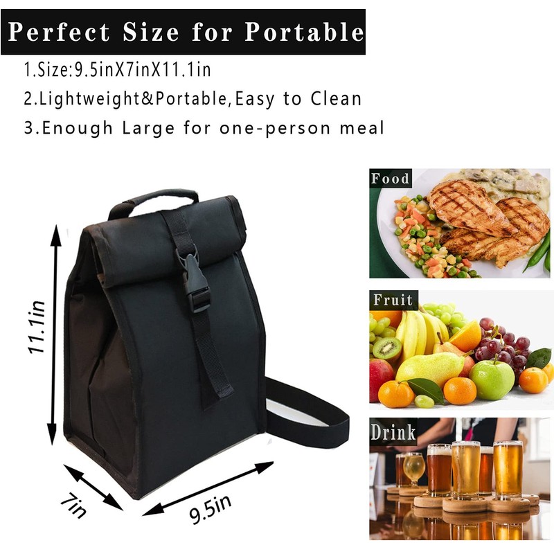 ZM-YOUTOO Insulated Foldable Lunch Bag With Ajustable Strap- Lightweight Portable