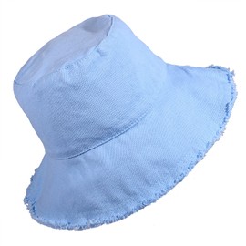 Boderier - Sombreros de sol para mujer, estilo casual, de ala ancha, de algodón, para playa, día festivo, viajes, accesorios, Azul, One Size