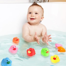 DERAYEE 18 Pack Colorful Rubber Duck, 2.2 Inch Mini Rubber Ducks Baby Shower Toys for Summer Swimming Pool Decorations Birthday Party