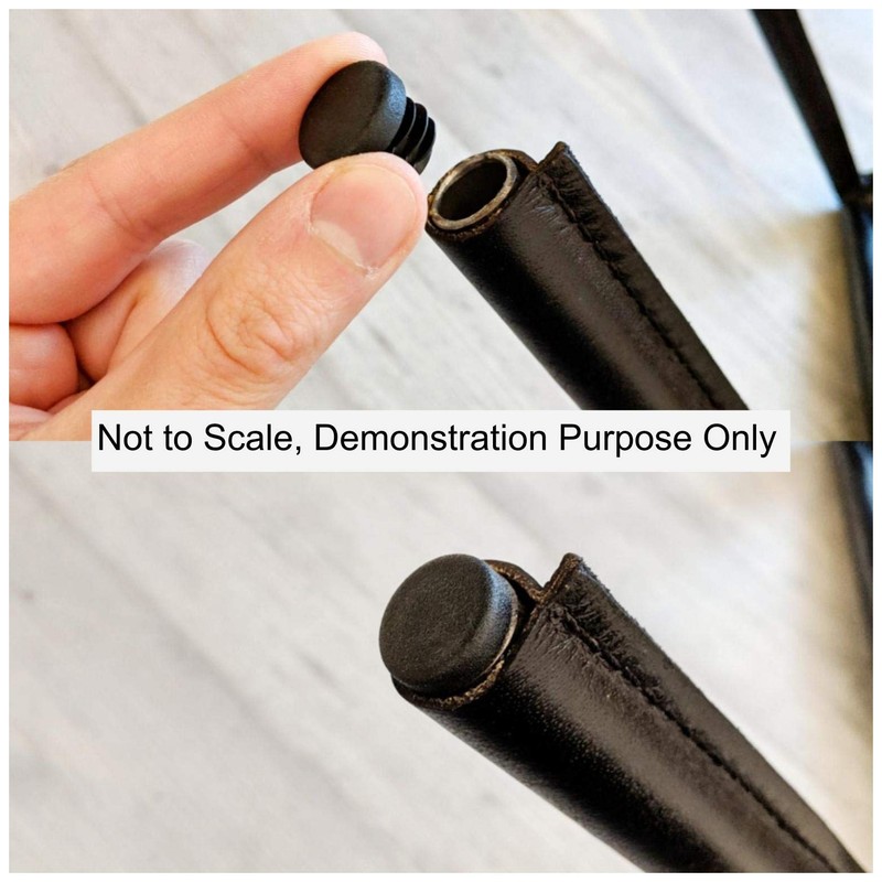 24mm Plastic End Caps, Black Round Tube Inserts, Pack of