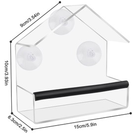 Fizdoqg Window Bird Feeder Outdoor Window Bird Feeders Clear feeders for Windows with 3 Strong Suction Cups for Small Birds Only, Acrylic