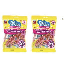 Caraselle Ecoforce 48 Strong Hurricane Force Grip Clothes Pegs made of Recycled Plastic (2 packs of 24)