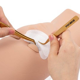 POCMKO Lash Tweezers for Eyelash Extensions, Lash Extension Tweezer Kit (Set of 7, Gold)