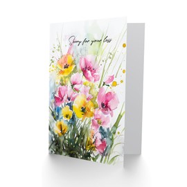 Artery8 Sympathy Card Sorry For Your Loss Watercolour Flowers For Her Gran Sister Niece Daughter Wife Woman Greeting Card