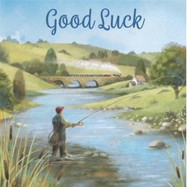 Hunts England - Fly Fishing Good Luck Card For Him - Milo's Gallery - Sport Card For Fishing Lovers, Men - Good Luck Card For Exams, Driving Test, New Job, Travelling, Moving, etc.