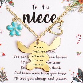 Stitch Gifts -Stitch Necklace,"You are Loved"Necklace & Greeting Card for Women,Stitch Birthday Gifts to My Daughter,Niece,Stitch Jewelry,Stitch Accessories for Women