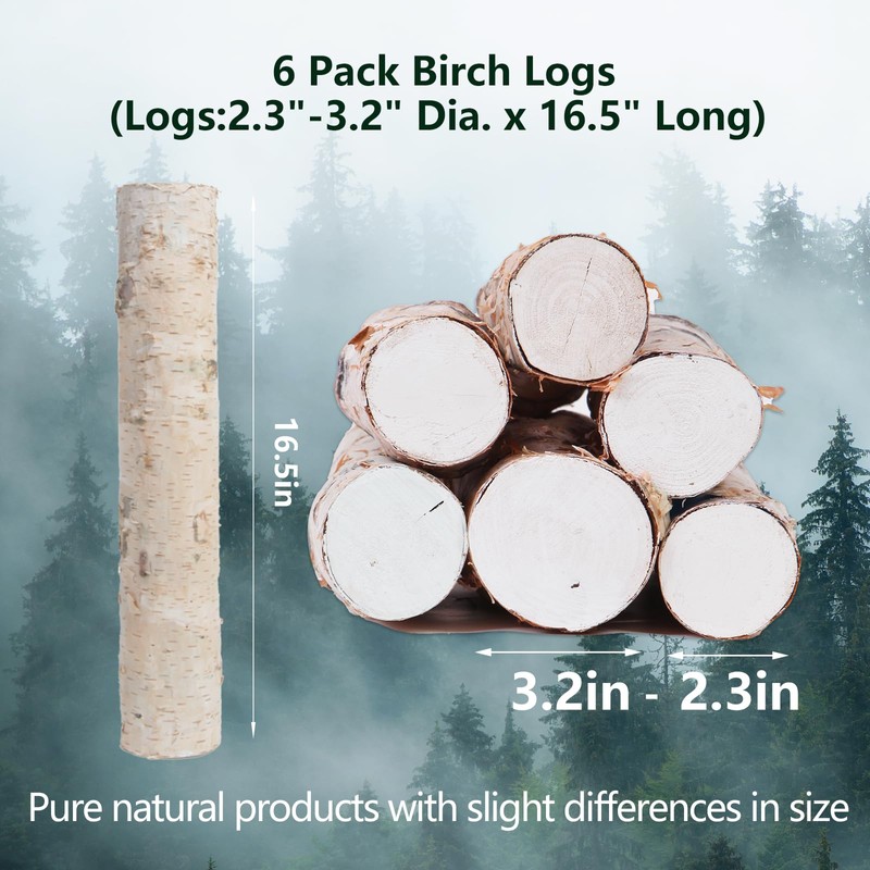6 Pack Birch Logs Decorative Birch Branches Natural Birch Log