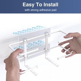 Glove Box Holder, Adhesive Wall-Mounted Metal Dispenser, Tool-Free Organizer for Rubber Latex Gloves, Facial Tissue and Storage, White