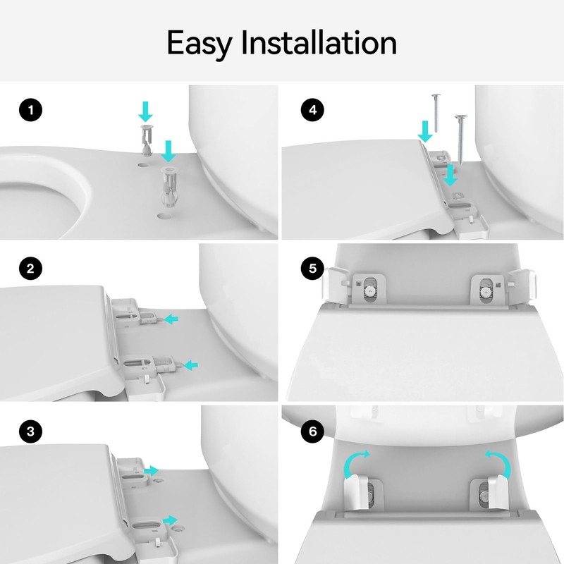 R&T Round Toilet Seat for Standard Toilet Bowl (16.5'') No-Slam