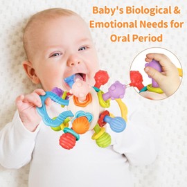 Baby Montessori Sensory Toys for 0-6 6-12 Months, Food Grade Teething Toys for Babies 0 3 6 9 12 18 Months, Newborn Infant Learning Developmental Toys Gifts for 1 2 Year Old Boys Girls