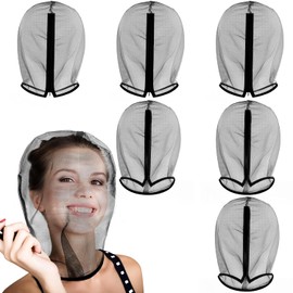 Loopeer 6 Pcs Makeup Protector Hood Washable Light Airy Nylon Chiffon Makeup Hood Zipper Closure Reusable Make up Face Cover for Women Girls Beauty Weddings (Black)