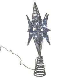Kurt Adler 11-Inch Pre-Lit Twinkling LED 60-Light Silver Starburst Tree Topper