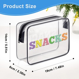 Snack Lover Gifts for Women Snack Bags Clear Makeup Bag Emergency Snacks Travel Cosmetic Bag Foodie Gifts for Teens Girl Friends Sister Birthday Graduation Gift Girls Trip Gifts Zipper Toiletry Pouch