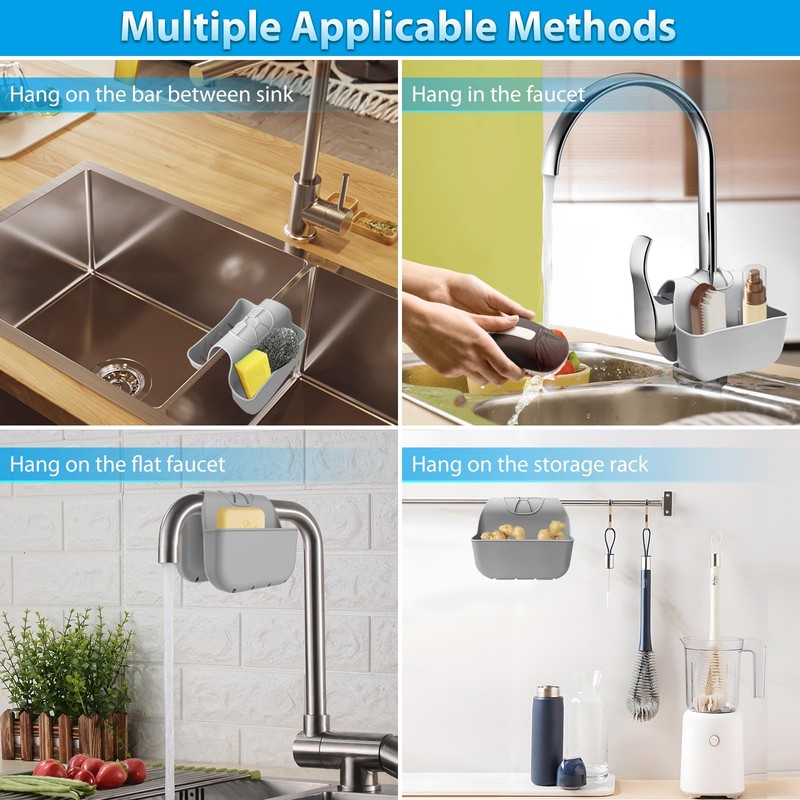 OKeanu Sponge Holder for Kitchen Sink, Silicone Sink Saddle Caddy