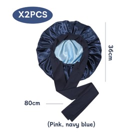 Pack of 2 Satin Sleeping Caps, Elastic Double Layer Sleep Caps, Women's Sleep Caps, Soft and Breathable Sleeping Caps, Suitable for Sleeping, Beauty and Hair Care