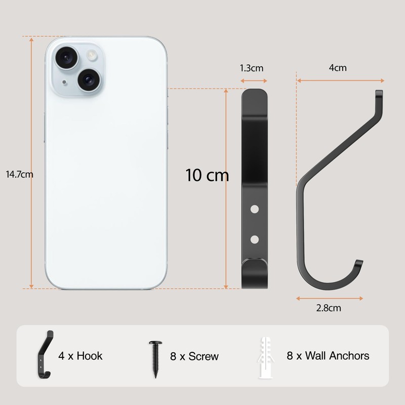 susswiff 10-Pack Wall Hooks for Hanging Coat: 10KG Metal Strong