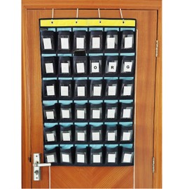 ANZORG Classroom Cell Phone Organizer Calculator Holder Storage Over Door Hanging School Pocket Chart with 36 DIY Named Label Pockets