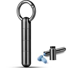 TISUR TISUR Keychain Pill Holder,Titanium Pill Case Small Pill Organizer Waterproof Pill Box, EDC Pill Container Metal Tube Outdoor Camping Travel for Men Women (Tiny Pill Case Black Extended)