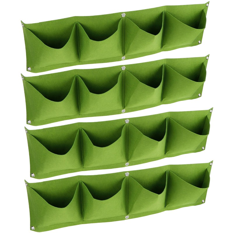 4Pcs 4 Pocket Plant Grow Bag Wall Mounted Reusable Degradable