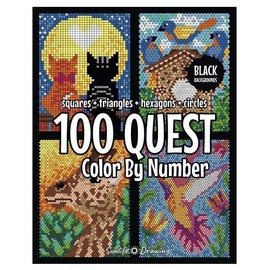 100 QUEST Color By Number Geometric Shapes Coloring Book - Stress Relief Activity Book for Adults, Perfect for Office Breaks and Relaxation Hexagons