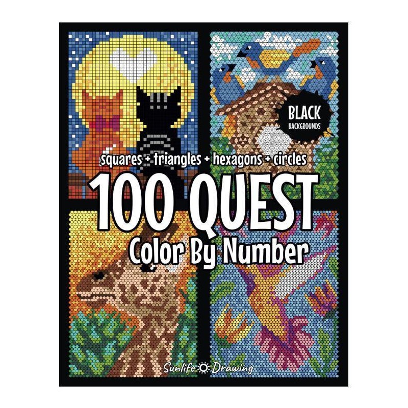 100 QUEST Color By Number Geometric Shapes Coloring Book -