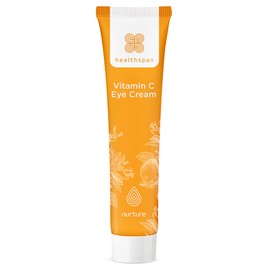 Healthspan Vitamin C Eye Cream (15ml) | 3 sources of Vitamin C with Caffeine, Hyaluronic Acid & Vitamin E | Brightening Eye Cream | Reduces the appearance of puffiness & smooth skin | Vegan