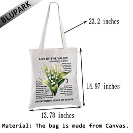 BLUPARK Lily of the Valley Shopping Bag Gift For Gardener Botanical Themed Shopping Bag Botanist Gift, Lily of the Valley