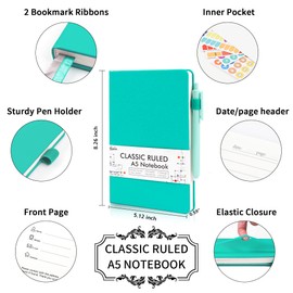 feela 3 Pack Notebooks Journals Bulk, Hardcover Notebook Classic Ruled Lined Journals with Pen Holder for Women Girls School Business Supplies, with 3 Black Pens, 120 GSM, 5.1”x8.3”, A5, Rose Pink