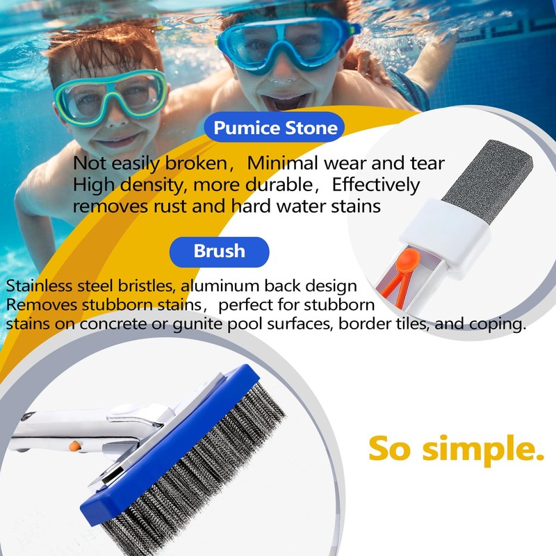 NEOHATION Pool Pumice Stone and 5 inch Stainless Steel Pool