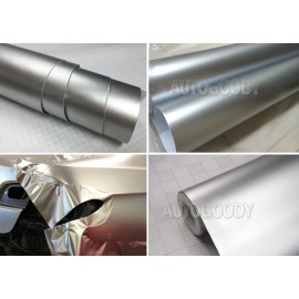 AUTOGOODY 48" x 60" Satin Matte Chrome Metallic Silver Vinyl Film Wrap Sticker Bubble Free