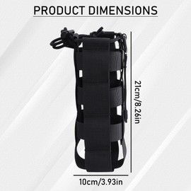 Backpack Water Bottle Holder,Tactical Water Bottle Holder,Nylon Kettle Bag,Adjustable Webbing Bags with Drawstring for Hiking Cycling Camping Travel Sports (Black)