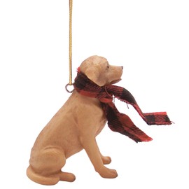 Cozy Brown Labrador with Scarf Christmas Ornament - 3-Inch Holiday Tree Decor