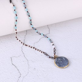 KELITCH 925 Round Buddha Necklace Sakyamuni Necklace Handmade Long Crystal Pendant Necklaces