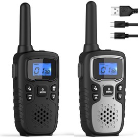 Wishouse Walkie Talkies for Kids Adults - Long Range Rechargeable 2 Way Radios,Gift,Hiking Accessories Camping Gear with Lamp,SOS Siren,NOAA Weather Alert,VOX,Easy to Use 2 Pack