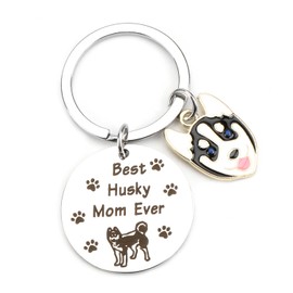 Husky Mom Ever Stainless Steel Keyring, Gifts for Women, Good Friend, Unique Birthday, Friendship Keychain, Travel Essentials, Cute Girlfriend Accessories
