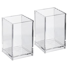 PATIKIL Acrylic Pen Holder, 2 Pack Pencil Holder Pen Organizer Pencil Cup Makeup Brush Holder for Desk Accessories Office Supplies, Clear