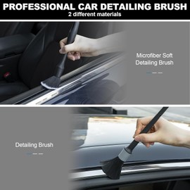 Kit de limpieza para interior de coche THINKWORK, cepillo de detalle interior para quitar el polvo del coche, incluye juego de 6 cepillos de detalles para coche, accesorios completos para auto para