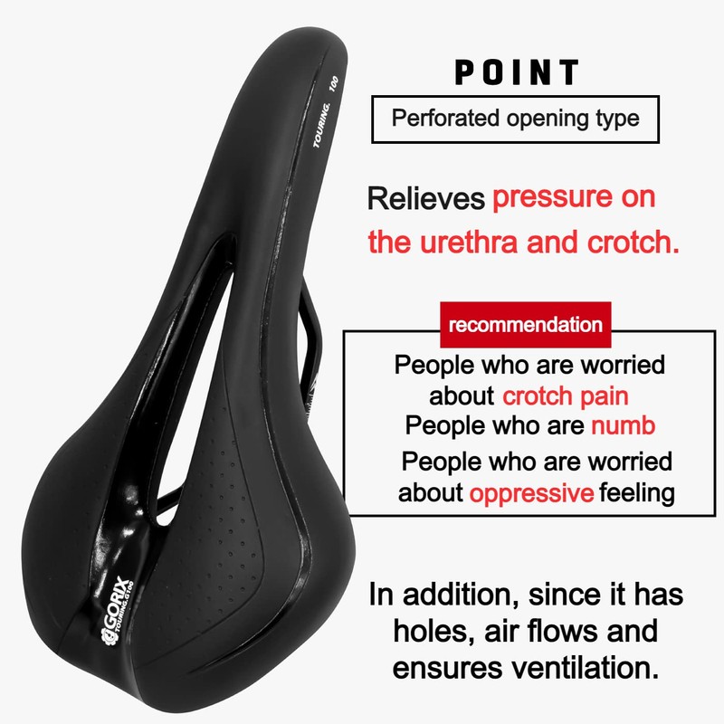 GORIX Bike Saddle Seat Comfortable Cushion with Rail Mountain Road