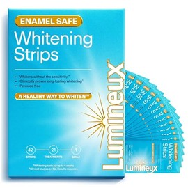 Lumineux Tiras blanqueadoras de dientes 21 tratamientos - Sin peróxido - Seguro para el esmalte para dientes más blancos - Blanqueamiento sin sensibilidad - Fórmula para dentistas - Sin sensibilidad