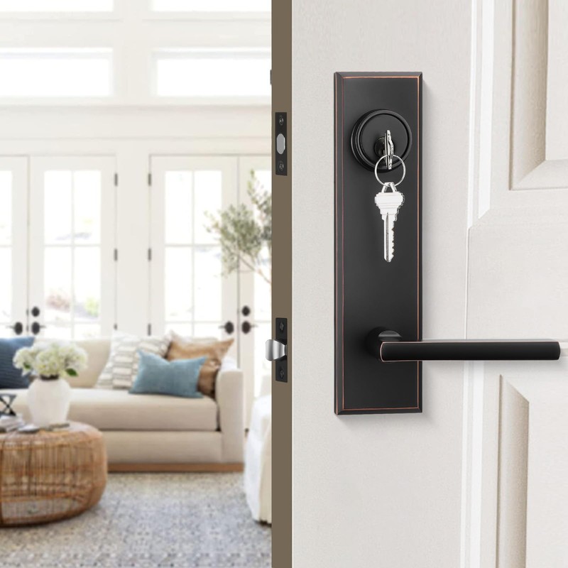 Haidms Oil Rubbed Bronze Front Door Handle Set, Entry Door