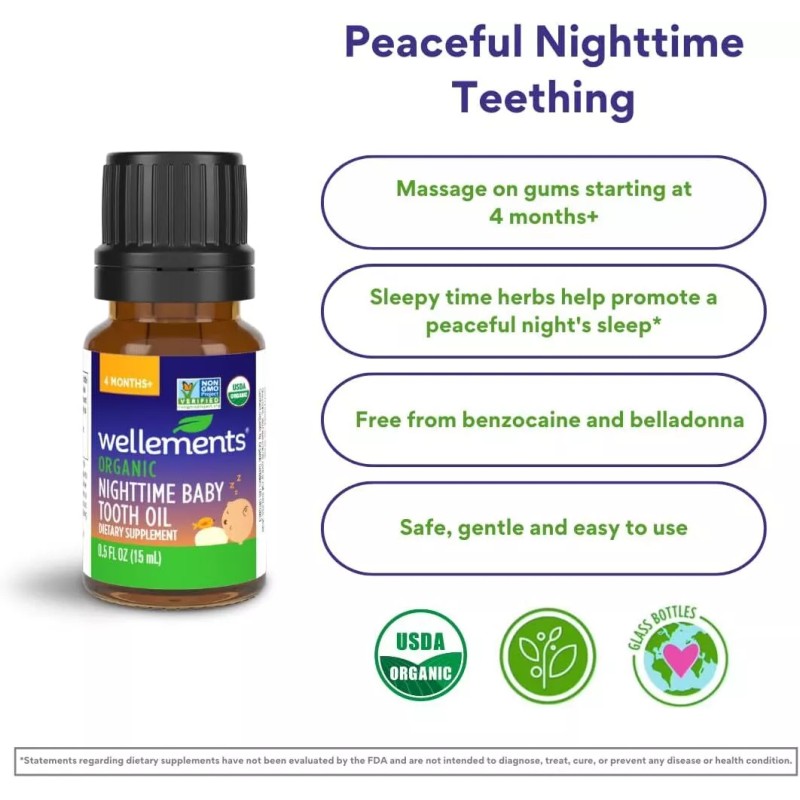 Wellements Organic Nighttime Baby Tooth Oil 0.5OZ