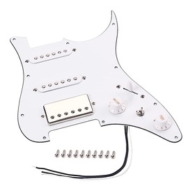 Ogdni Prewired Strat Electric Guitar Pickguard with SSH Pickup Set, 3-ply Humbucker Pick Guard Loaded High Output Alnico V Single Coil Pick-ups, Replacement Parts (White-SSH)