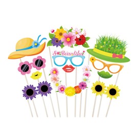 CRAWPROP 25PCS Hello Spring Party Photo Booth Props Supplies Flower Spring Birthday Party Decoration
