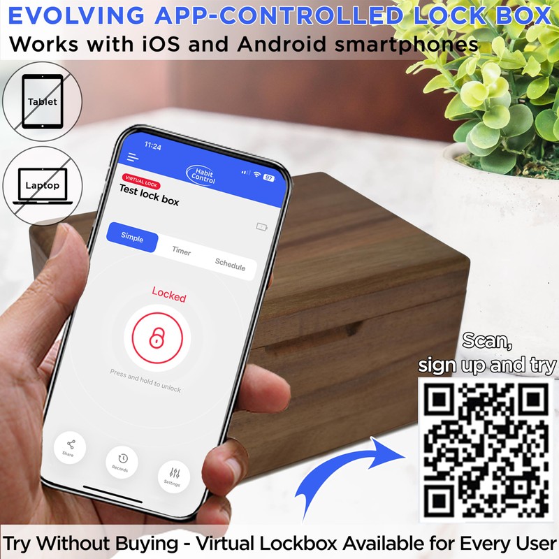 Habit Control Lock Box with Timer - App Small Timed